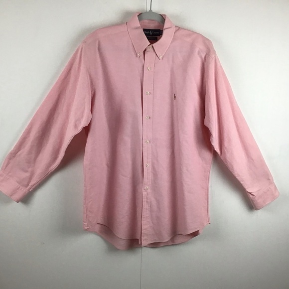 Ralph Lauren solid pink Yarmouth Black Label cotton Oxford shirt. Size 16-34. - Picture 2 of 7